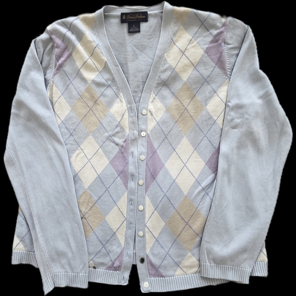 Brooks Brothers Sweaters - Brooks Brothers Blue and Purple Argyle Cardigan